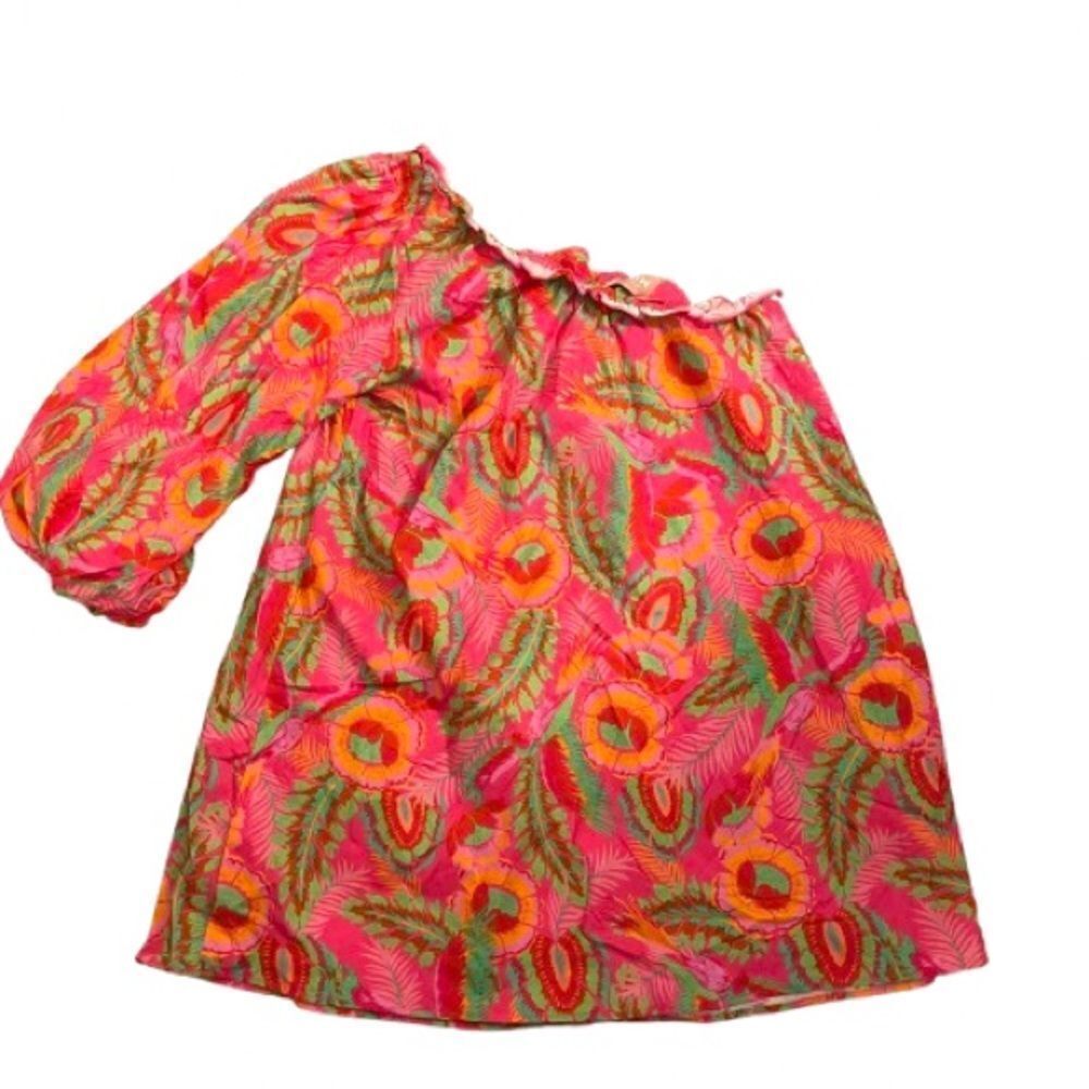 Show Me Your MuMu Pink and Green One-Shoulder Dress - Picture 4 of 6